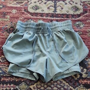 90 Degree By Reflex Green Blue Athletic Shorts with Elastic Waistband